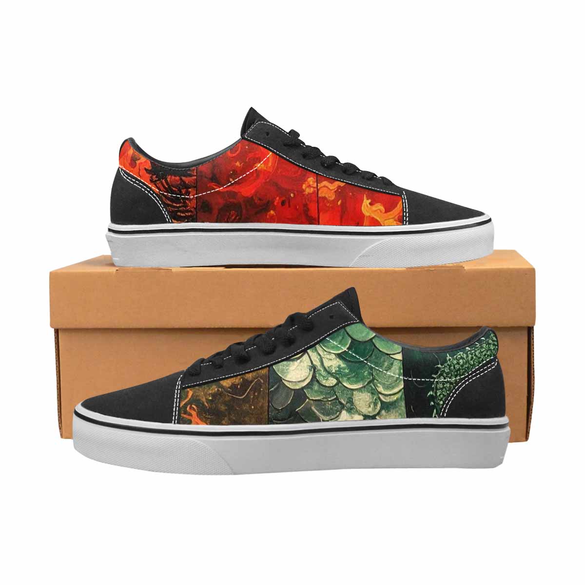 WOMEN'S Dragon Scale Fantasy Canvas Lace-Up Neon Fantasy Custom Shoes