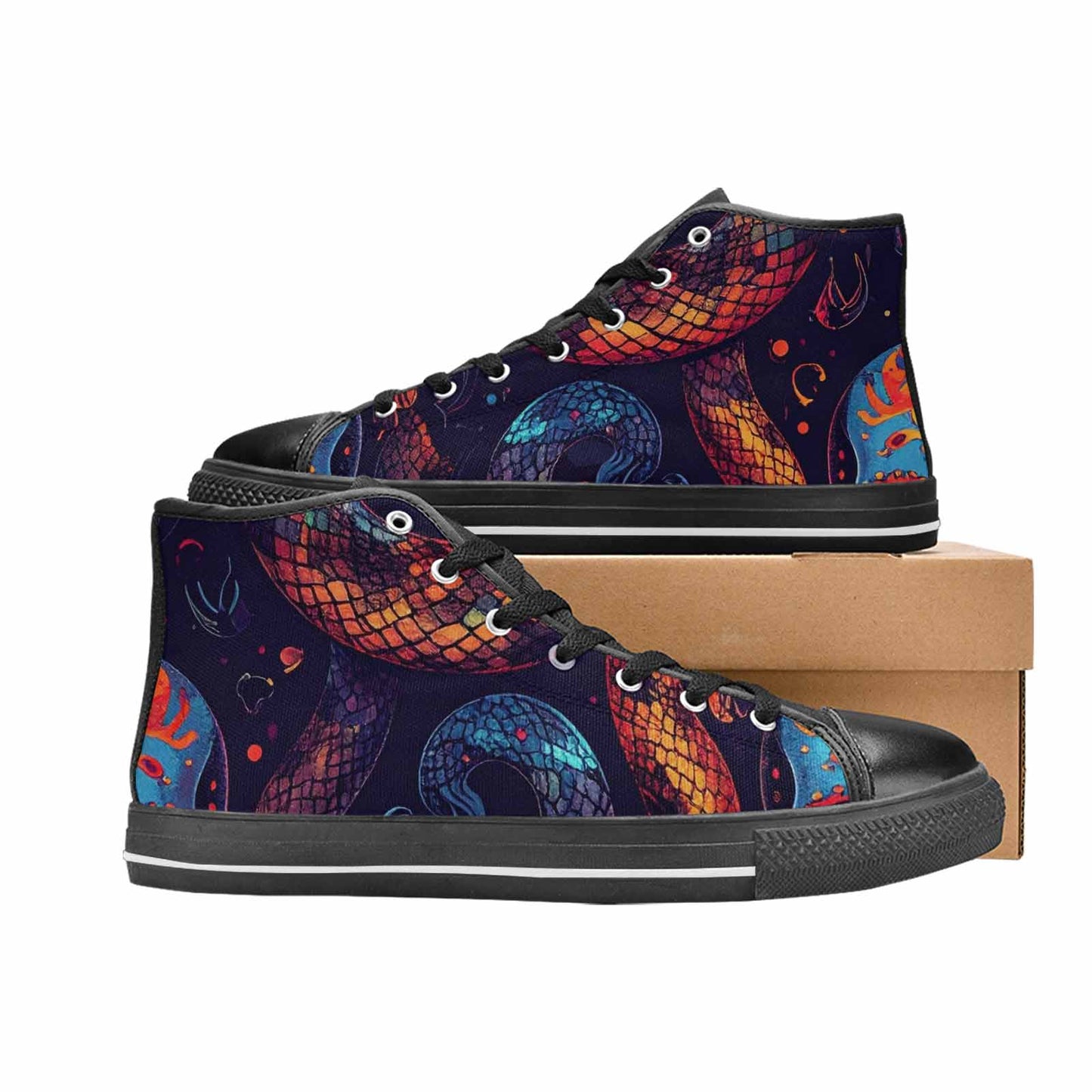 WOMEN'S Snake Skulls Print High Top Canvas Dark Academia Custom Sneakers