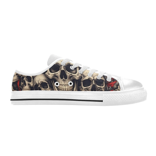 WOMEN'S Patriotic Skull Flag Low Top Canvas Y2K Sneakers
