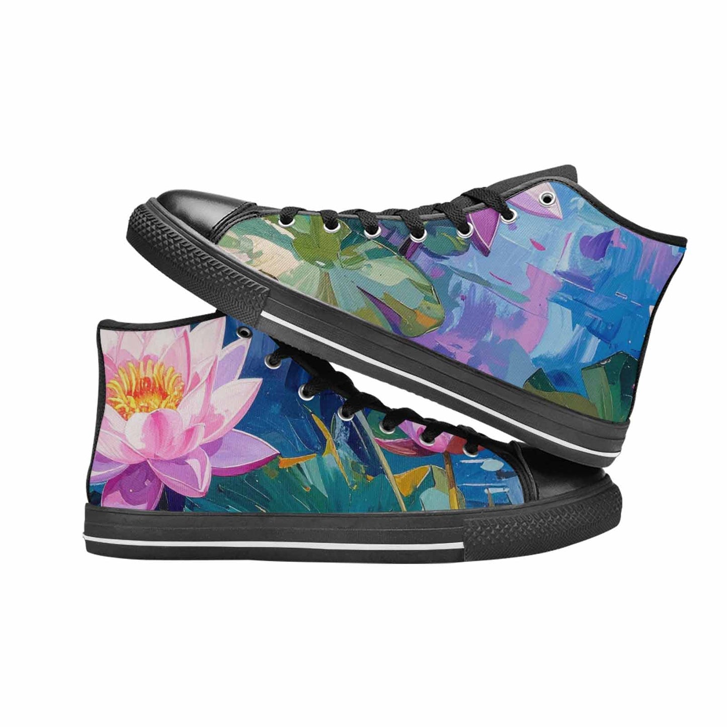 MEN'S Monet-Style Impressionist Water High Top Canvas Cottagecore Sneakers