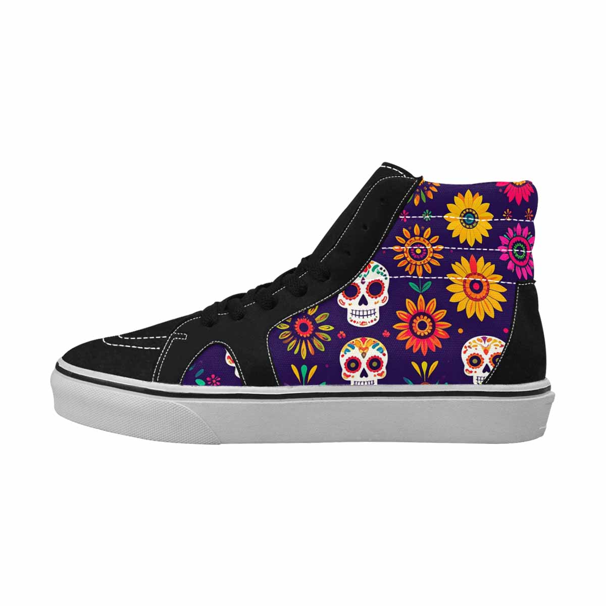 MEN'S Sunflowers And Skulls High Top Canvas Cottagecore Sneakers