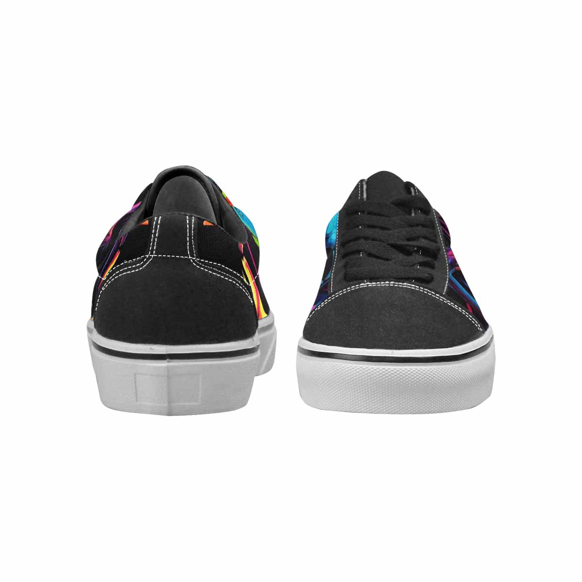 WOMEN'S 1000s Skulls Neon Camo Lace-Up Canvas Wallpaper Art Sneakers