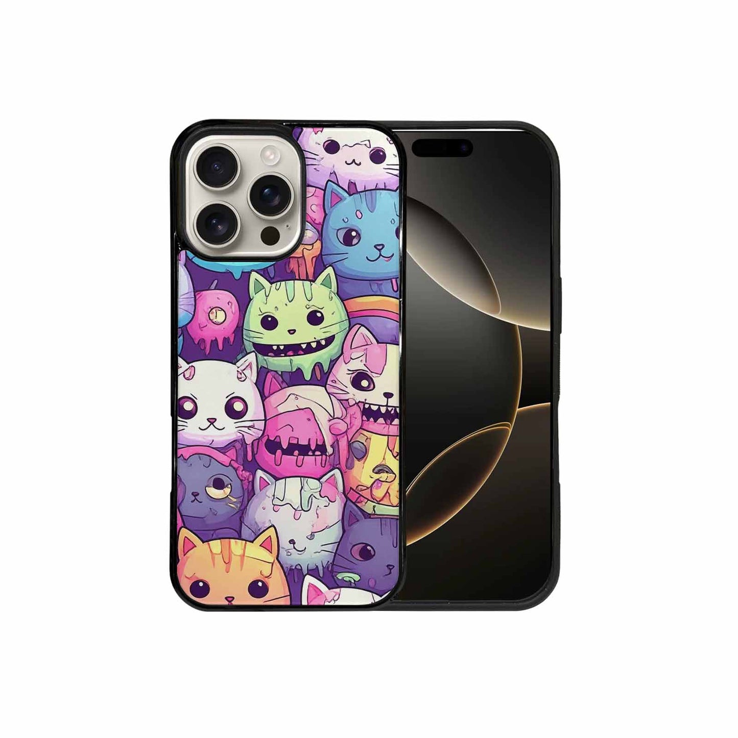 iPhone 16 Pro Max Case — Pastel Gore Cat Character Pattern Hundreds, Customized Protective Case