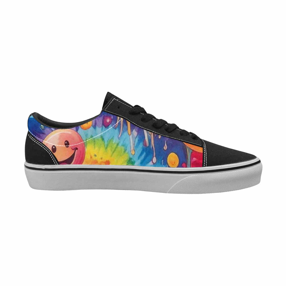 WOMEN'S Smiley Facessmiley Faces  Lace-Up Canvas Neon Fantasy Custom Shoes