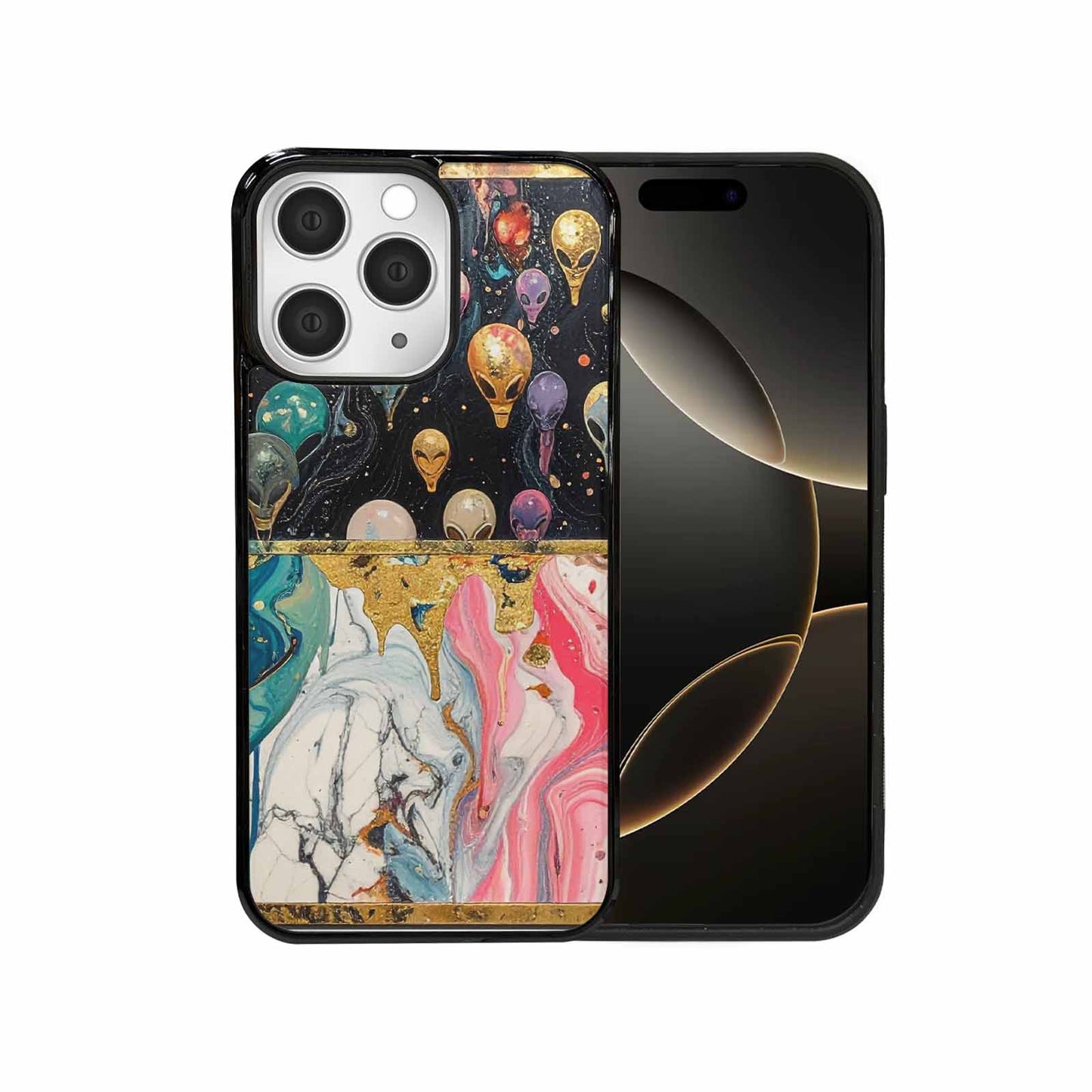 iPhone 15 Pro Max Case — Aliens Marblealiens Pattern Cyi, Custom Print Case Cover