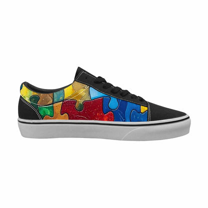 WOMEN'S Autism Puzzle Pieces Lace-Up Canvas Dark Academia Sneakers