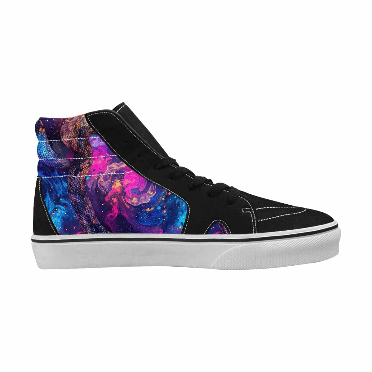 WOMEN'S Galaxy Snake Print High Top Canvas Vivid Custom Sneakers