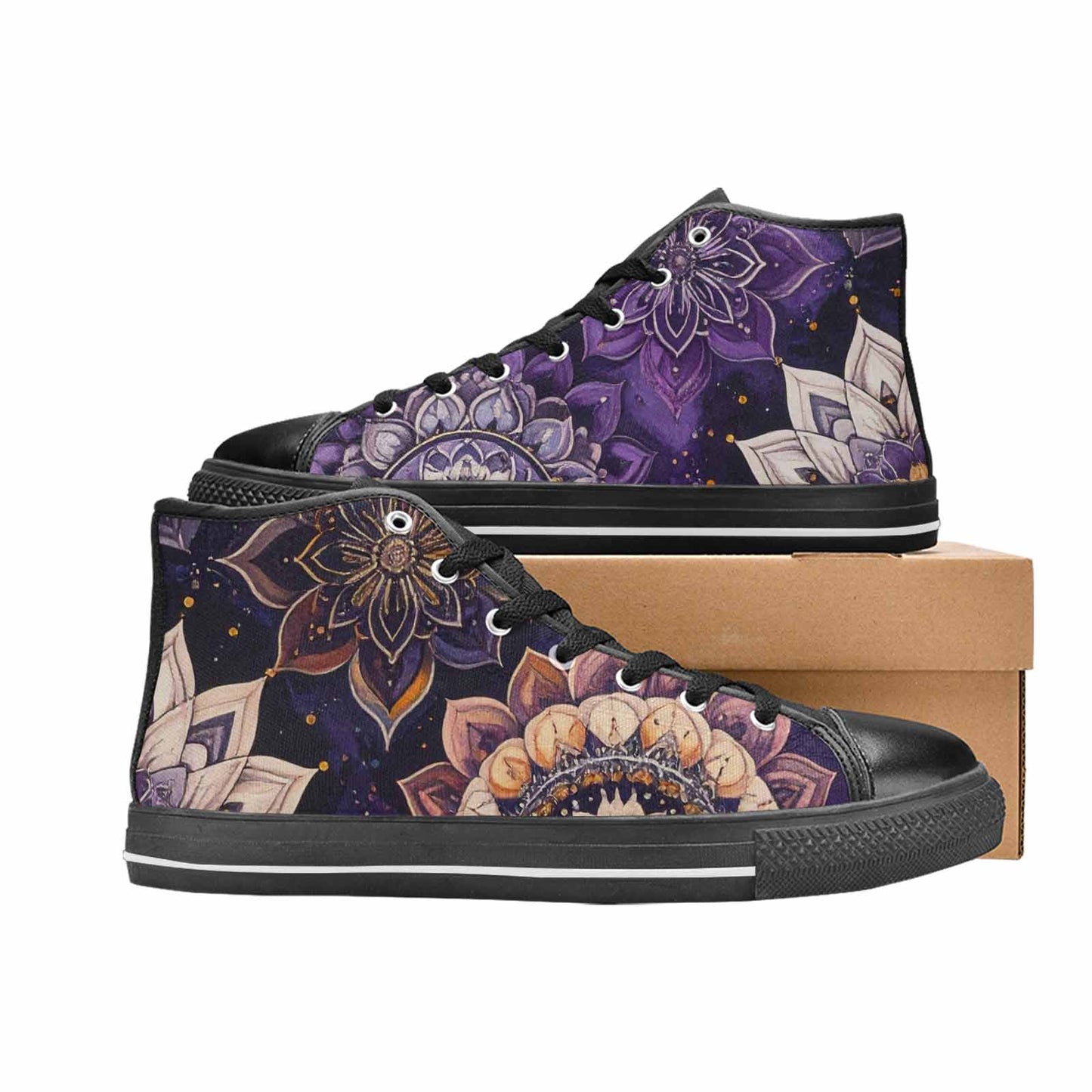 MEN'S Mandala High Top Canvas Wallpaper Art Custom Sneakers