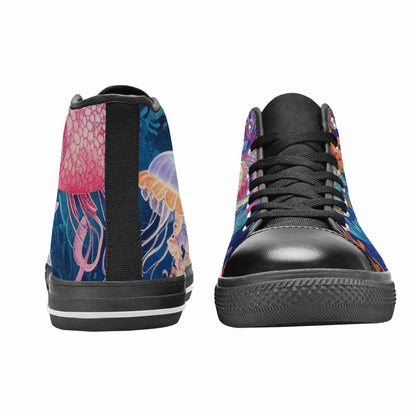 WOMEN'S Fish Scale Coral High Top Canvas Grunge Sneakers