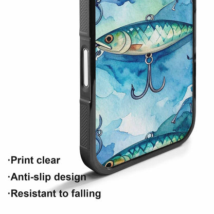 iPhone 17 Case — Fishing Lure And Hook Watercolor Abstract, Custom Art Phone Cover