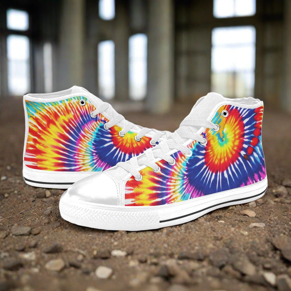 Butterfly Rainbow Crimson Black Wearable MEN Bold Art - Freaky Shoes | Custom Art Sneakers