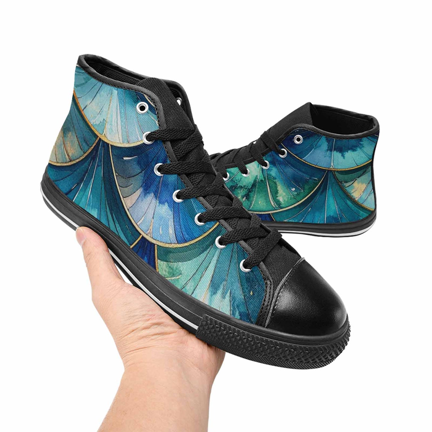 WOMEN'S Mermaid Scale High Top Canvas Grunge Sneakers