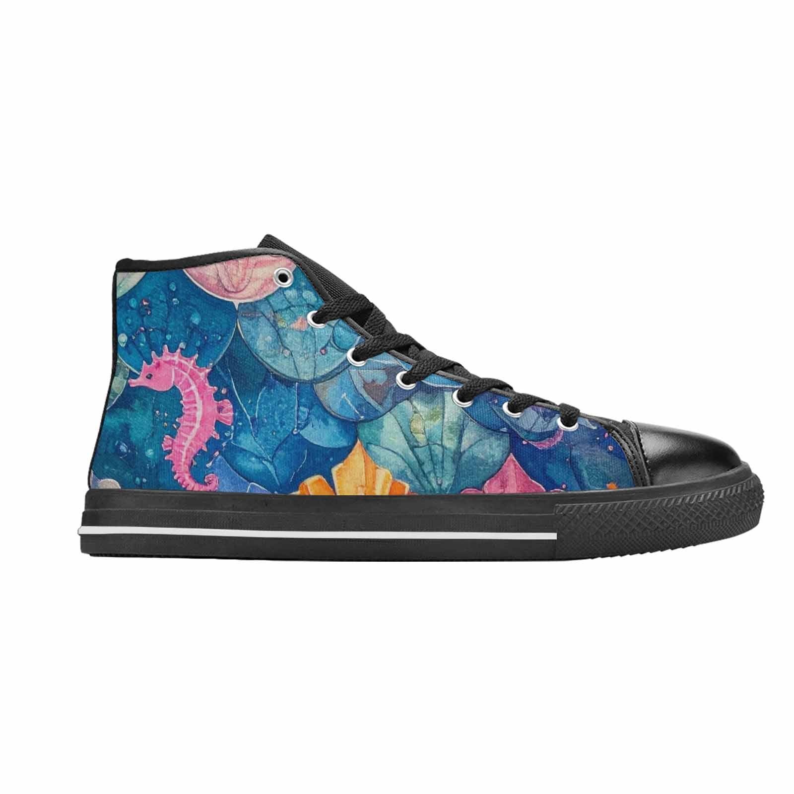 MEN'S Fish Scale Coral High Top Canvas Vibrant Chaos Sneakers