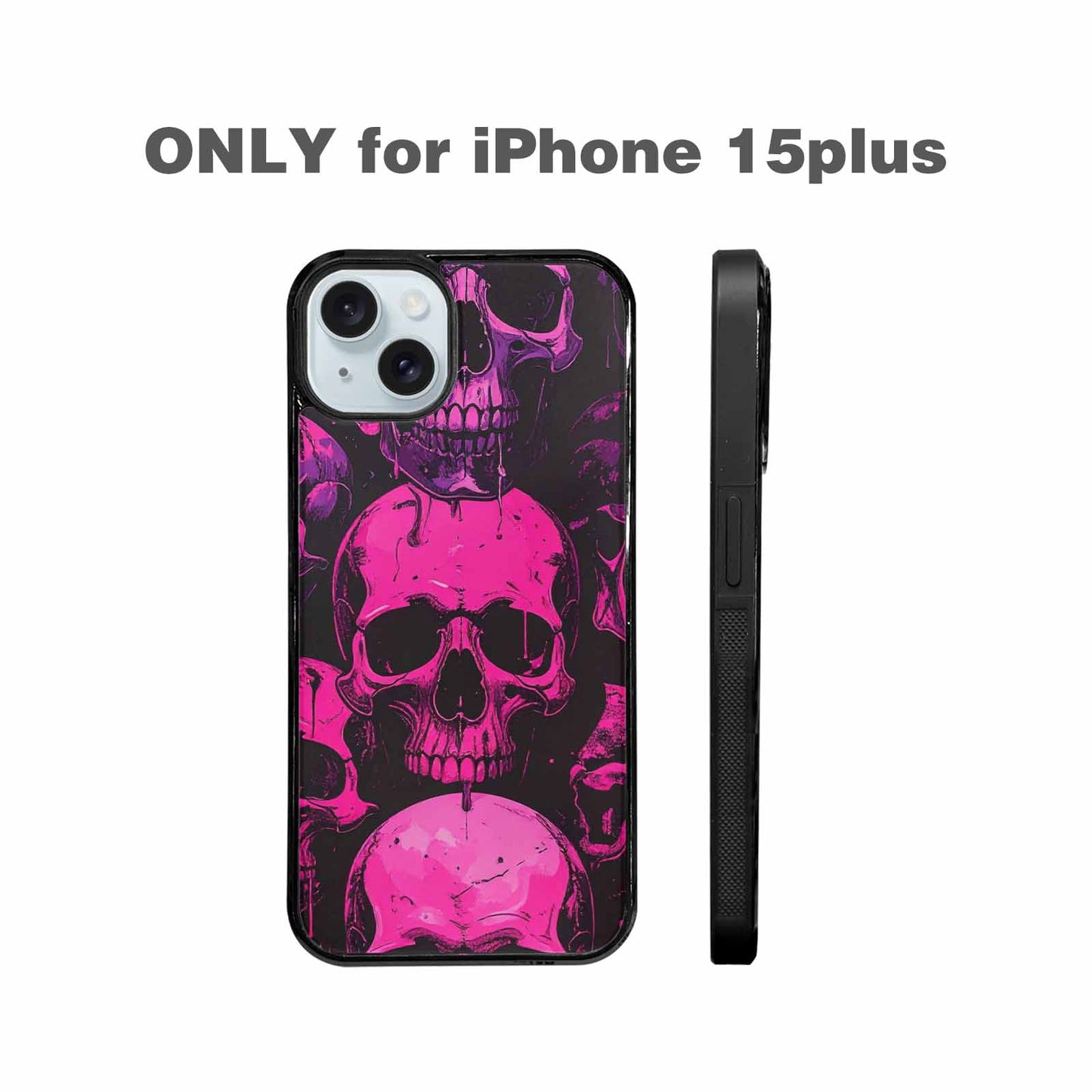 iPhone 15 Plus Case — Pink Purple Skeletons Neon Drip Melting, Custom Phone Case