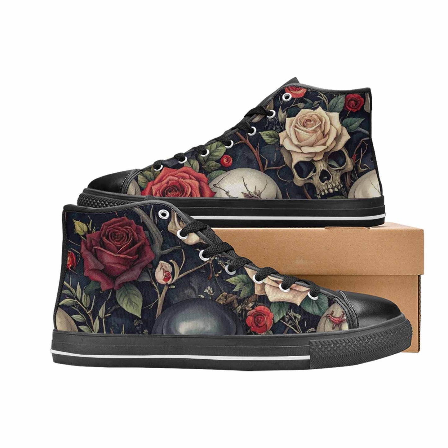 MEN'S Skulls - Roses High Top Canvas Vivid Shoes