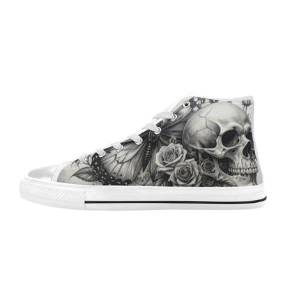 Skull Rose Gothic Men's Dark Art Canvas Shoes | Freaky Shoes®