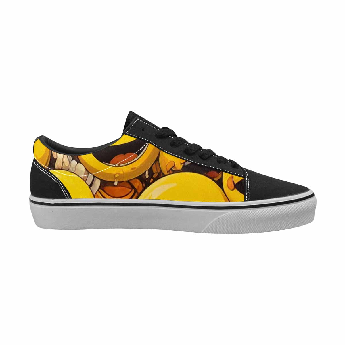 WOMEN'S Melting Moon Smiley — Lace-Up Canvas Wallpaper Art Custom Sneakers