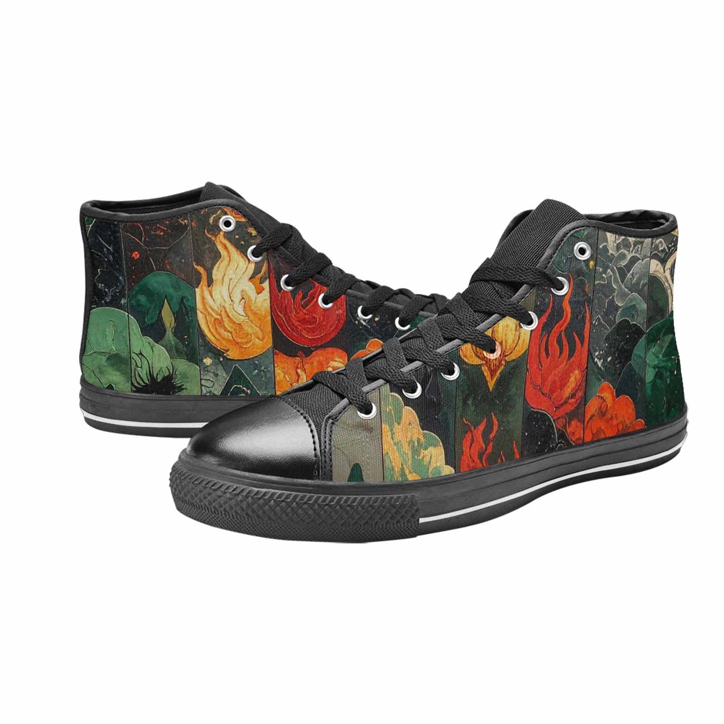 WOMEN'S Dragon Scale Fantasy High Top Canvas Vibrant Chaos Shoes
