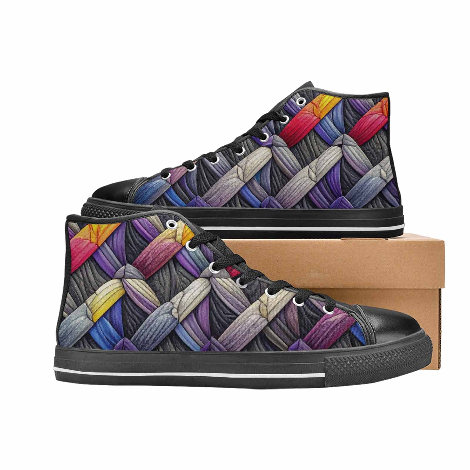 MEN'S Asexual Flag Color High Top Canvas Neon Fantasy Custom Sneakers
