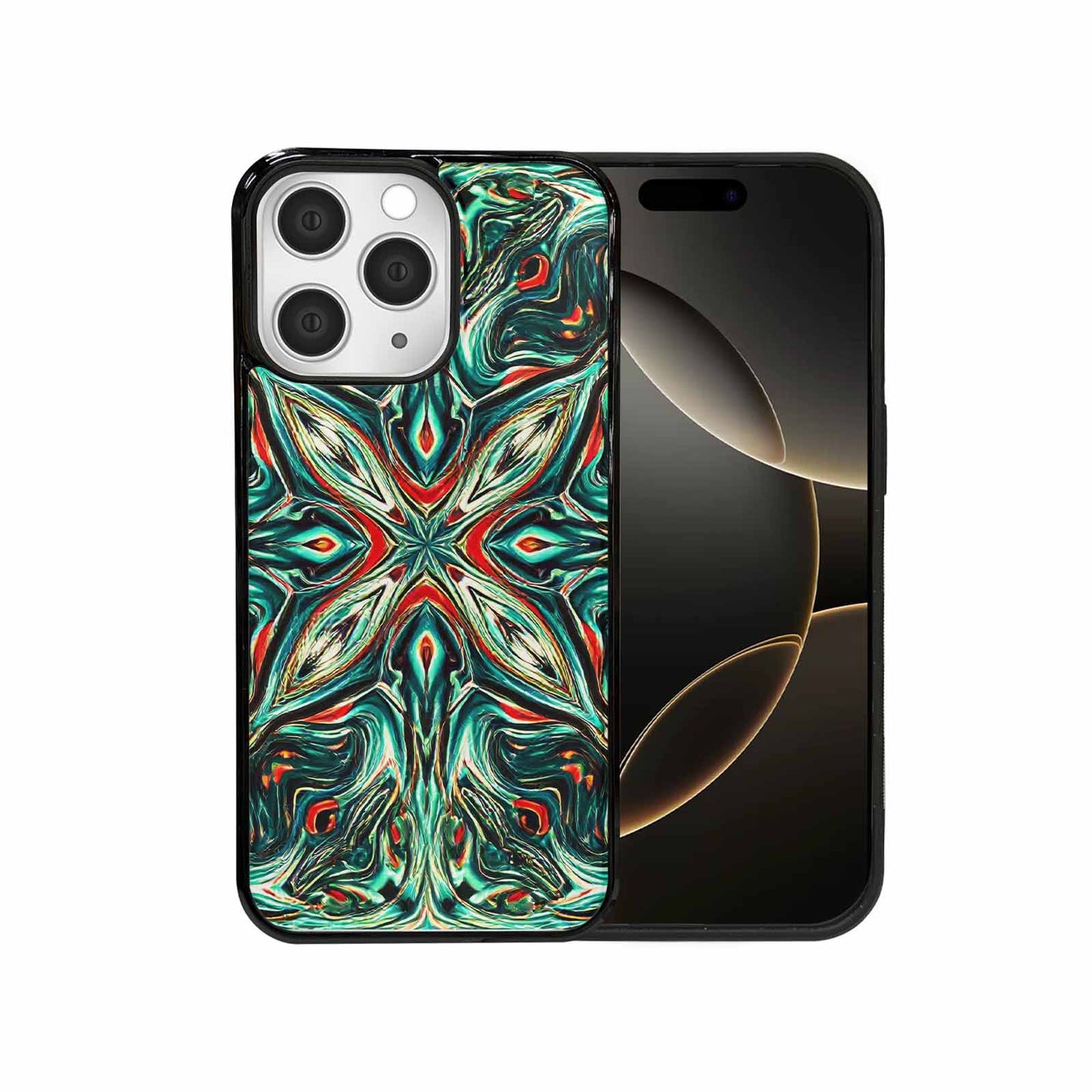 iPhone 15 Pro Max Case — Holographic Tribal Blaze, Custom Phone Case