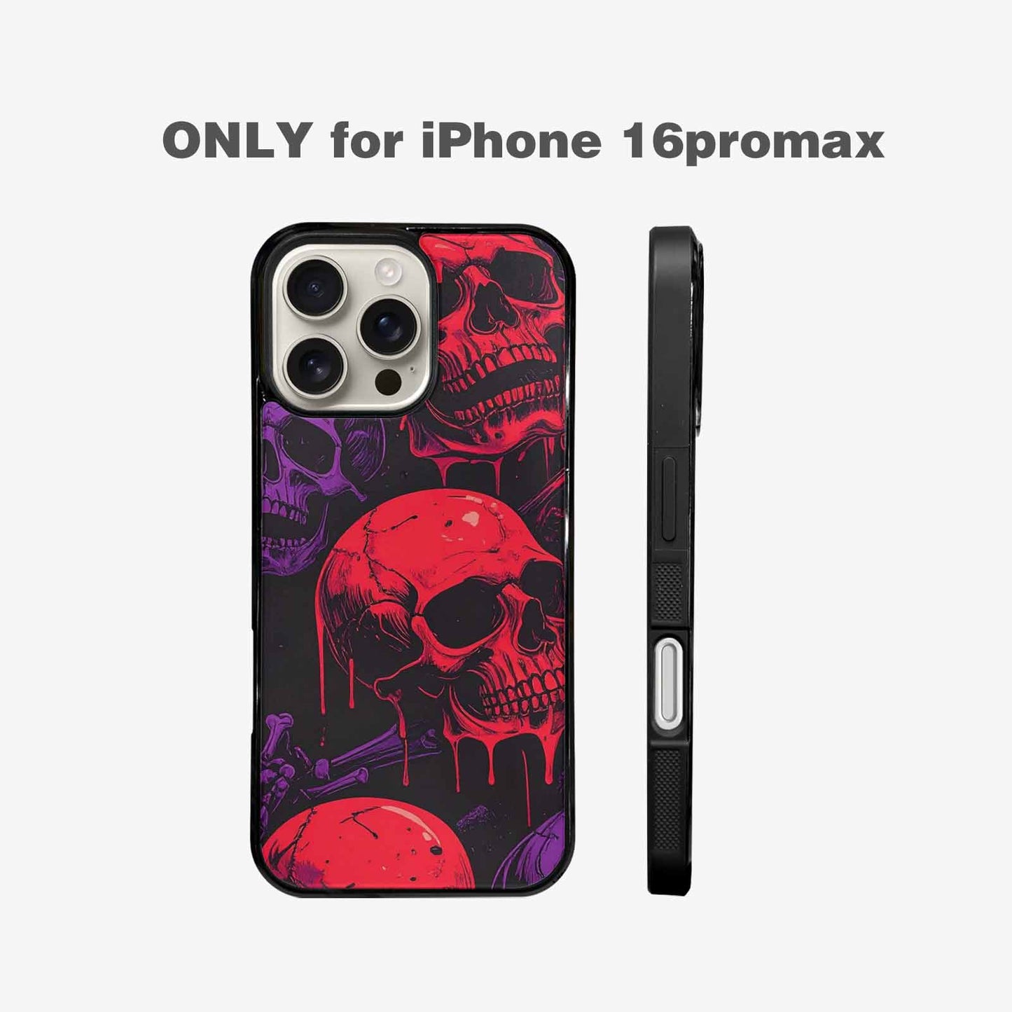 iPhone 16 Pro Max Case — Red Purple Skeletons Neon Drip Melting, Custom Phone Case