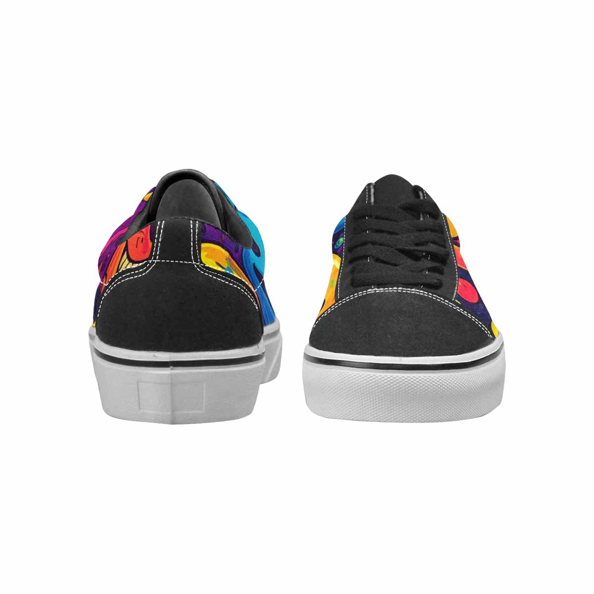 WOMEN'S Yellow Smiley Face Canvas Lace-Up Vivid Custom Sneakers