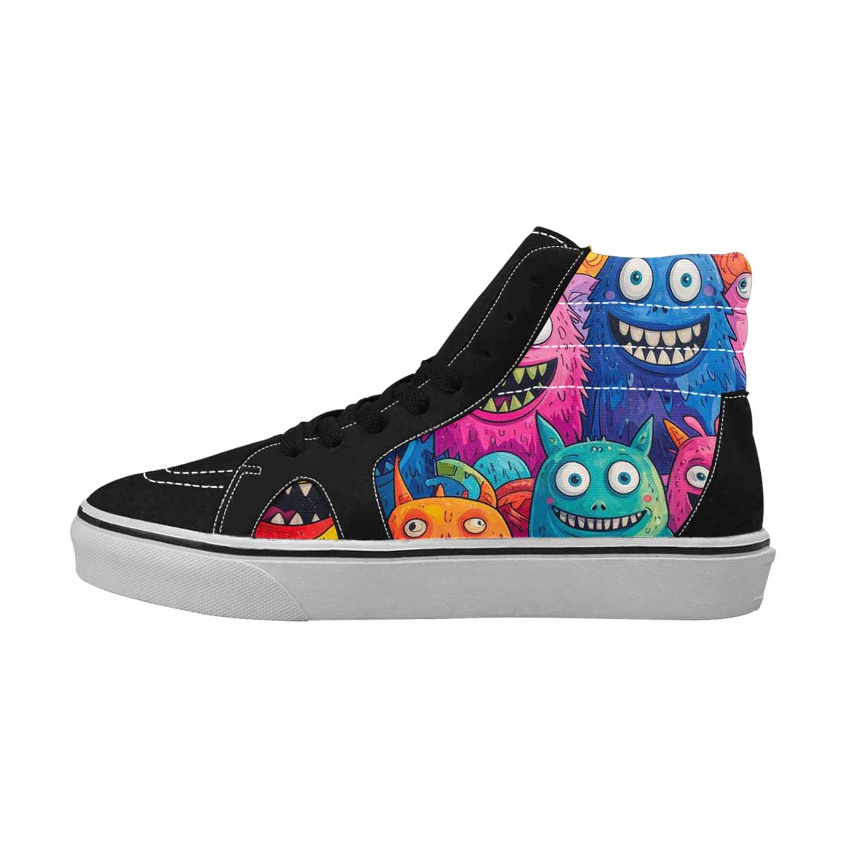 MEN'S Goofy Cartoon Monster High Top Canvas Vibrant Chaos Custom Sneakers