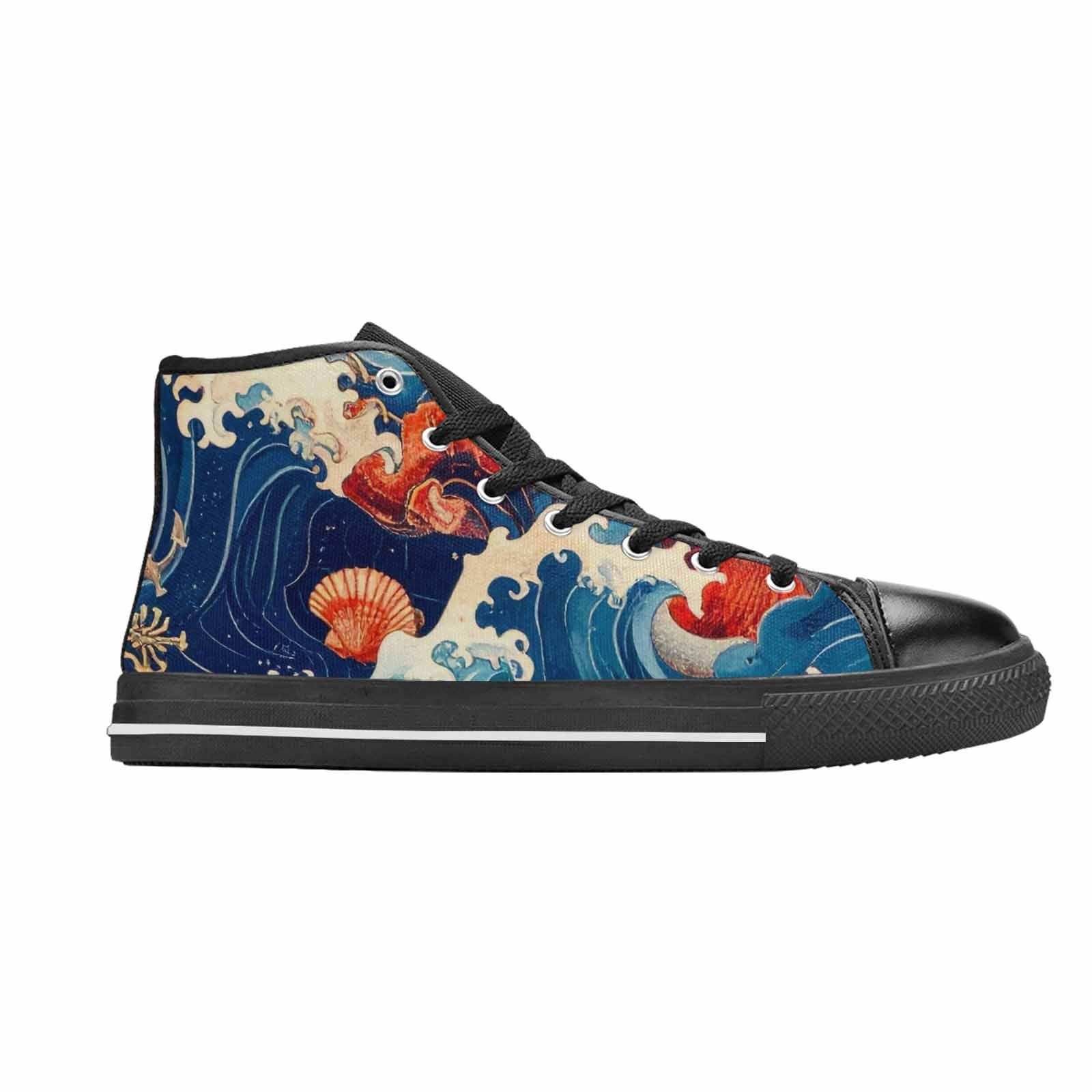 WOMEN'S Ocean Wave High Top Canvas Vibrant Chaos Custom Shoes
