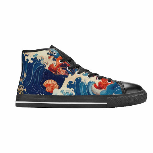 WOMEN'S Ocean Wave High Top Canvas Vibrant Chaos Custom Shoes
