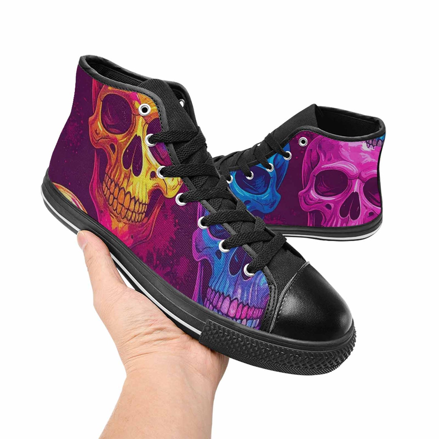 MEN'S Tie Dye Skulls Print High Top Canvas Cottagecore Shoes