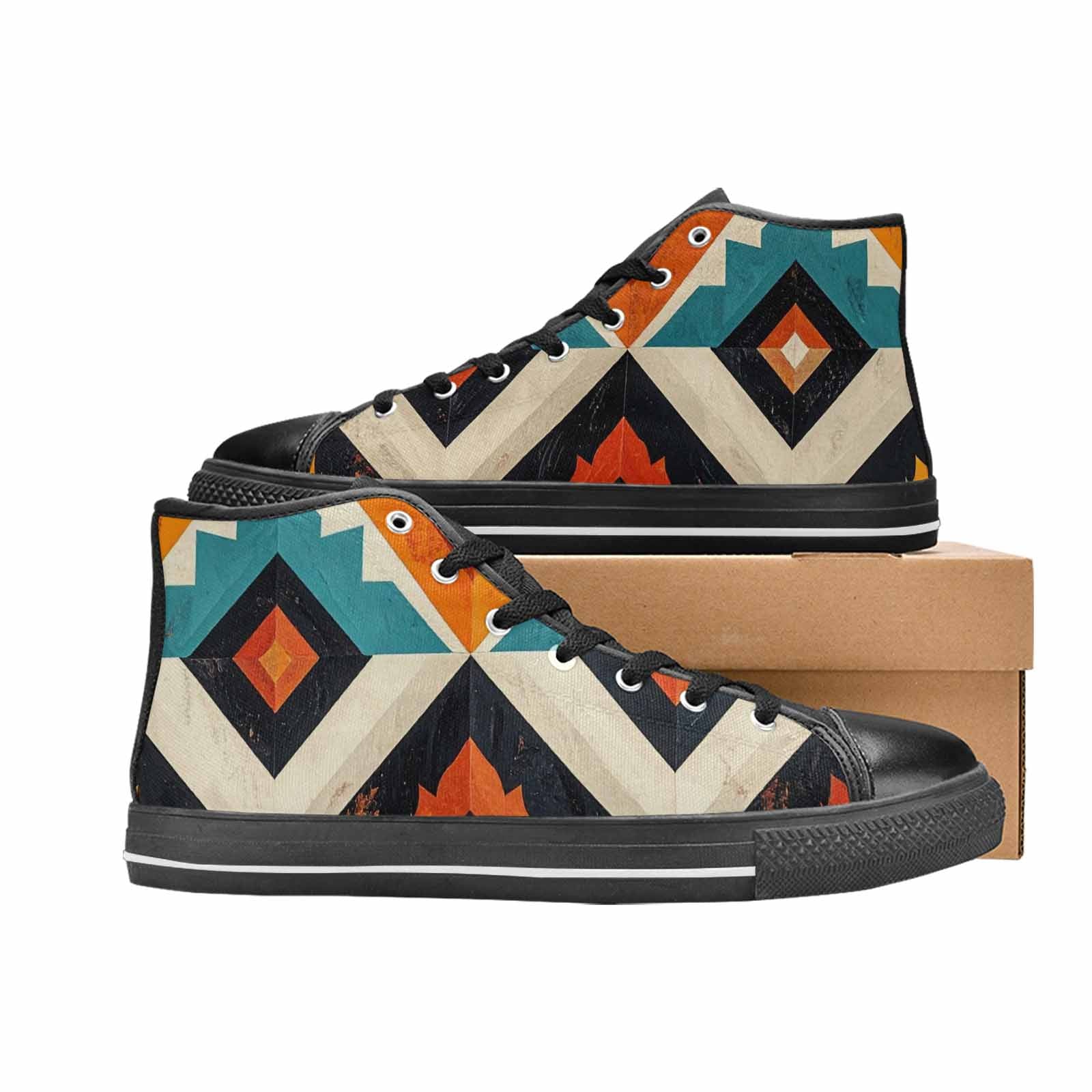 WOMEN'S Southwestern Geometric Diamond High Top Canvas Y2K Shoes