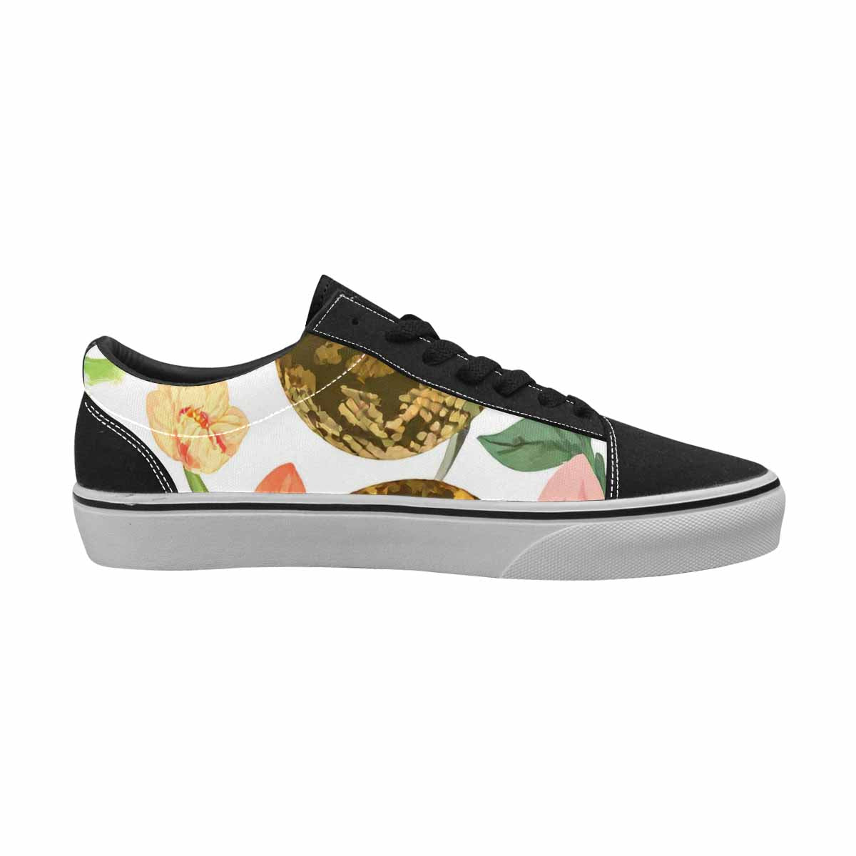 MEN'S Floral Snake Print Canvas Lace-Up Neon Fantasy Custom Sneakers
