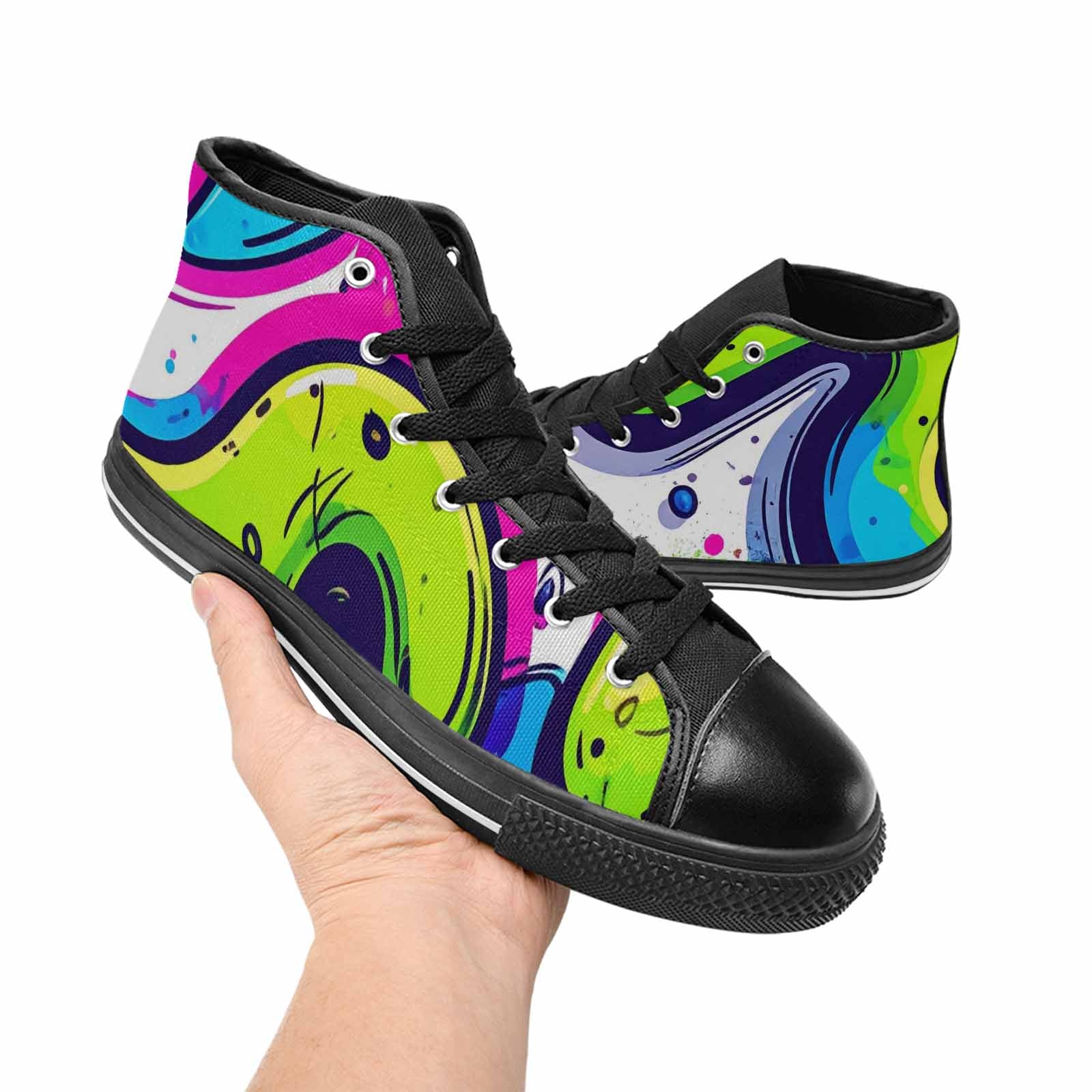 MEN'S Acid Wash Cartoon High Top Canvas Dark Academia Custom Shoes