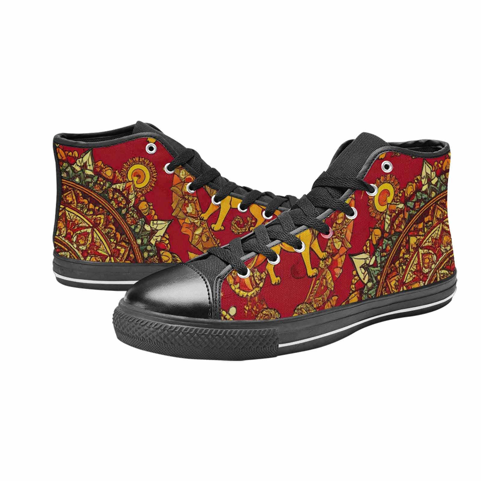 MEN'S Mandala Lions High Top Canvas Cottagecore Custom Sneakers