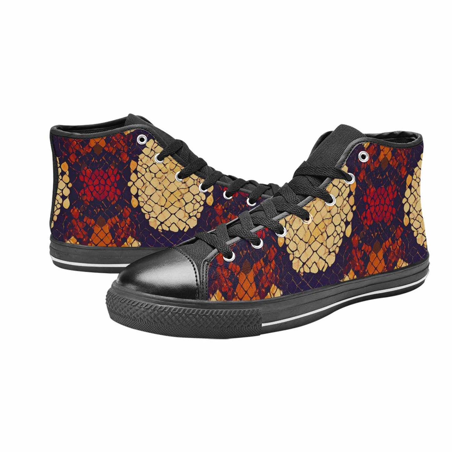 MEN'S Dark Snake Print High Top Canvas Surreal Sneakers