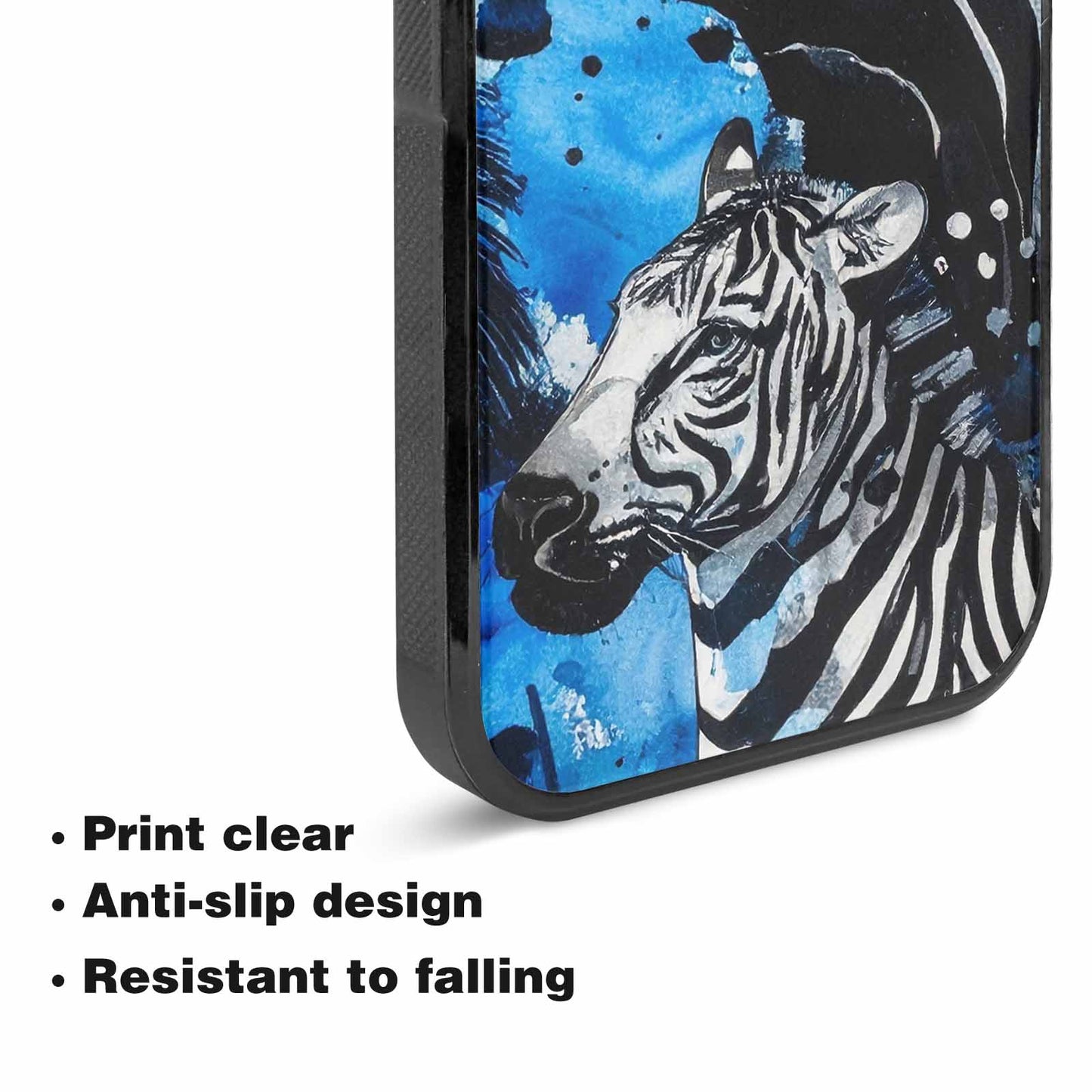 iPhone 15 Plus Case — Animal Print Black Blue Ink Animal, Customized Protective Case