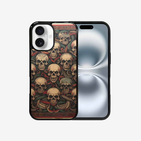 iPhone 16 Case — Traditional Tattoo Style Skulls Entwined With, Custom Made Phone Cover