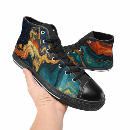 WOMEN'S Marble Dark High Top Canvas Dark Academia Shoes