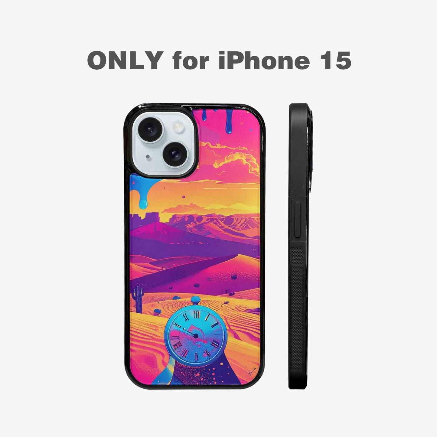 iPhone 15 Case — I Surrealist Dreamscape Pattern Melting Clocks, Customized Protective Case