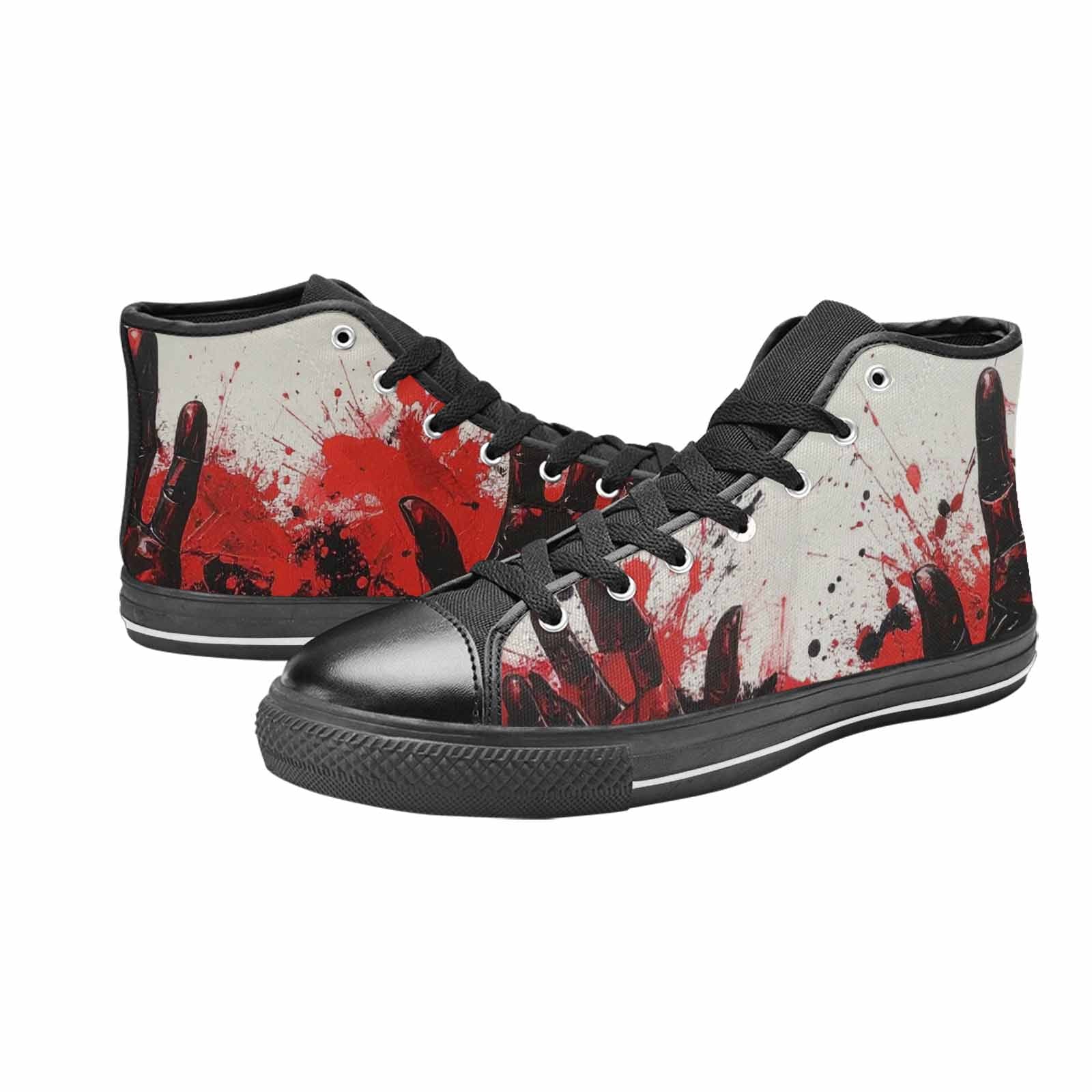 MEN'S Halloween Splatter Handprint High Top Canvas Vibrant Chaos Custom Sneakers