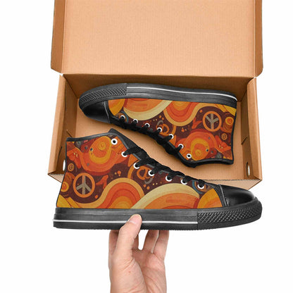 WOMEN'S Groovy 70S Peace High Top Canvas Vibrant Chaos Shoes