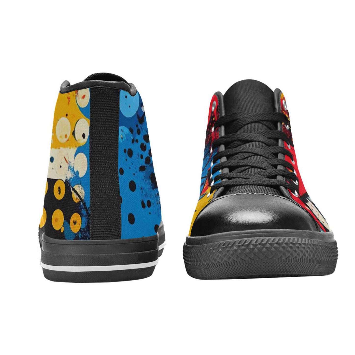 WOMEN'S Comic Book Halftone High Top Canvas Dark Academia Custom Sneakers