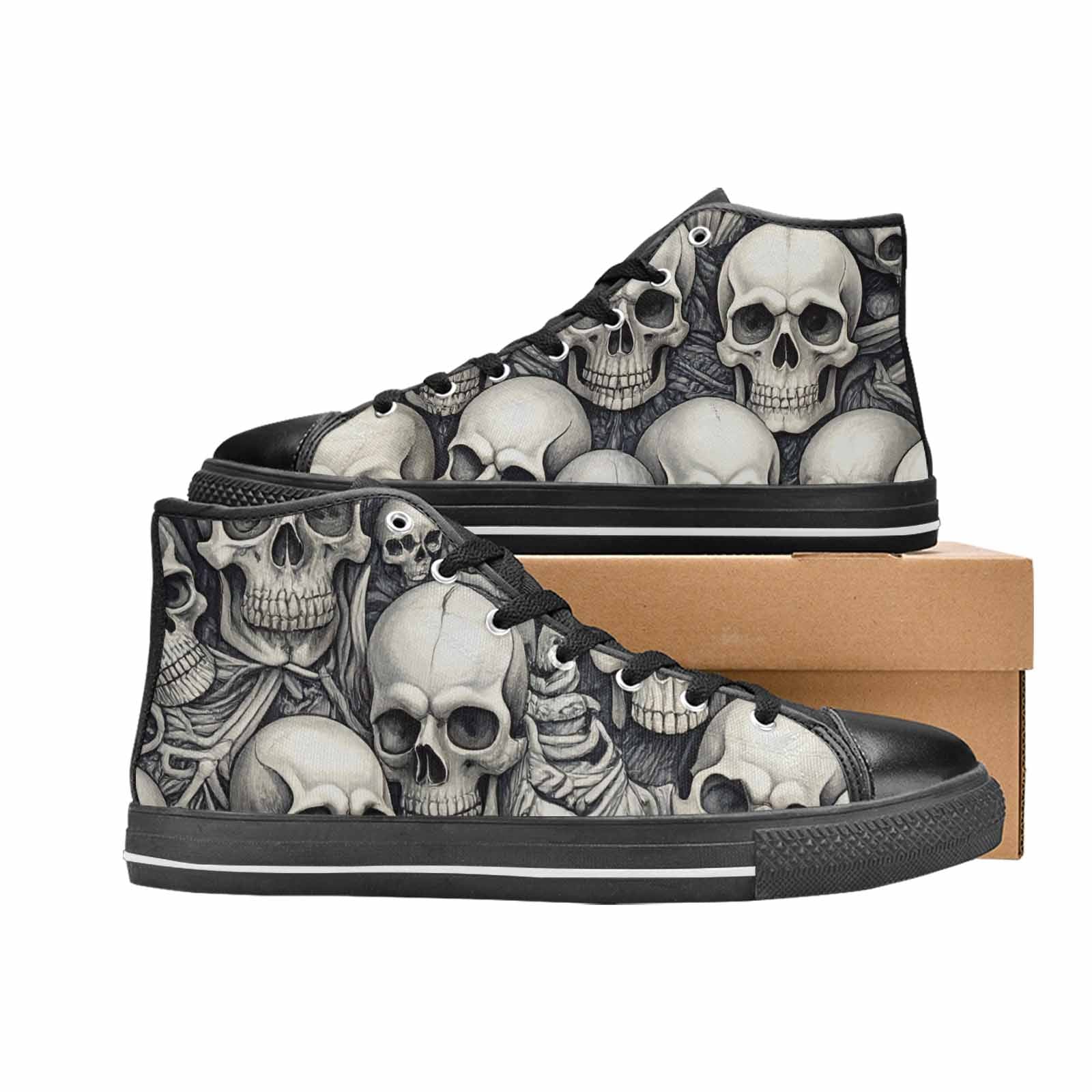 WOMEN'S Skulls - Classic High Top Canvas Aesthetic Custom Sneakers