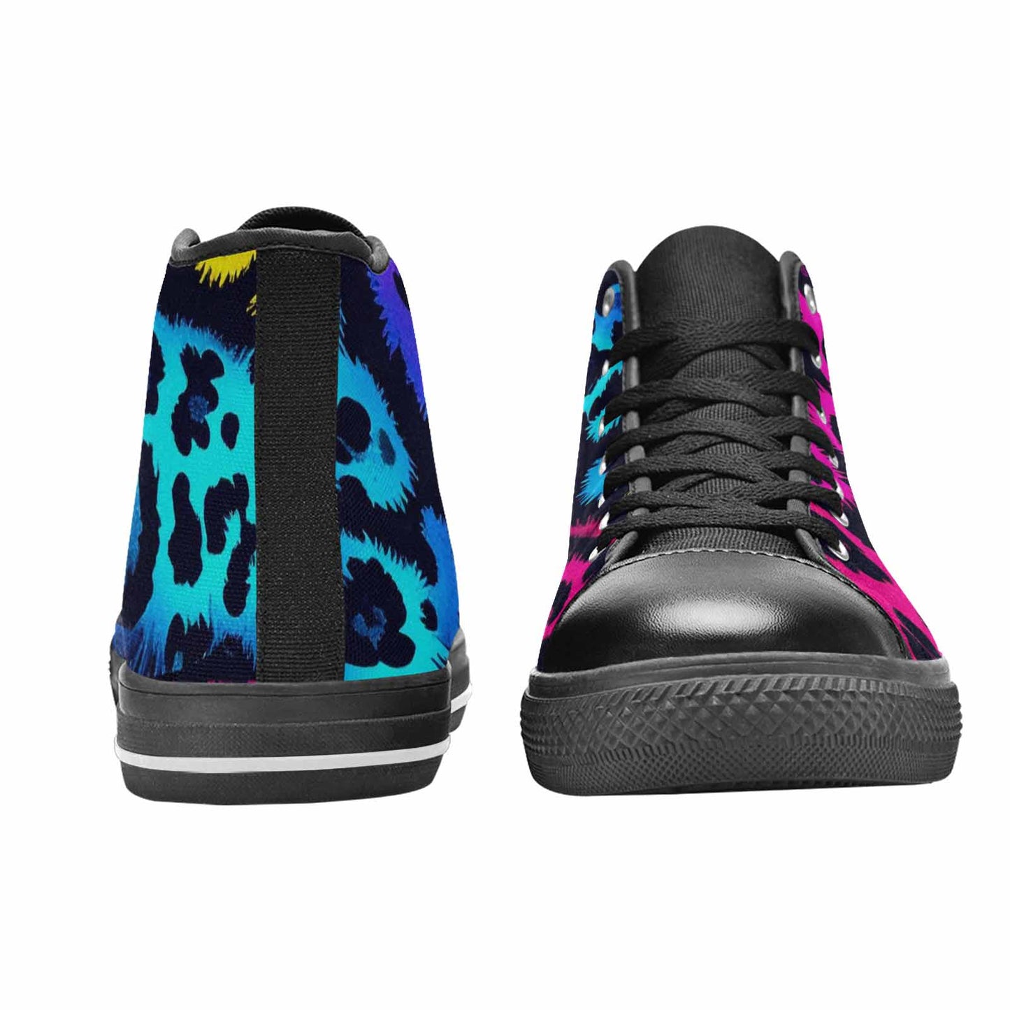 WOMEN'S Leopard Print Neon High Top Canvas Neon Fantasy Custom Sneakers