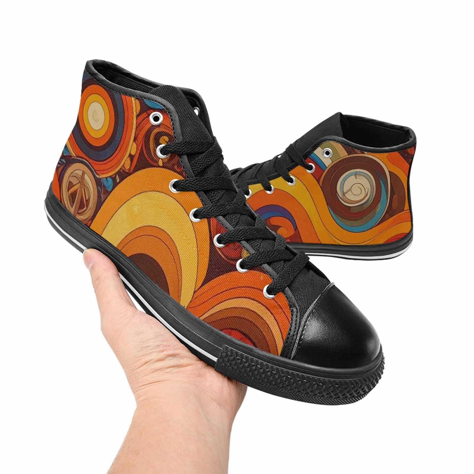 WOMEN'S Groovy 70S Peace High Top Canvas Dark Academia Shoes