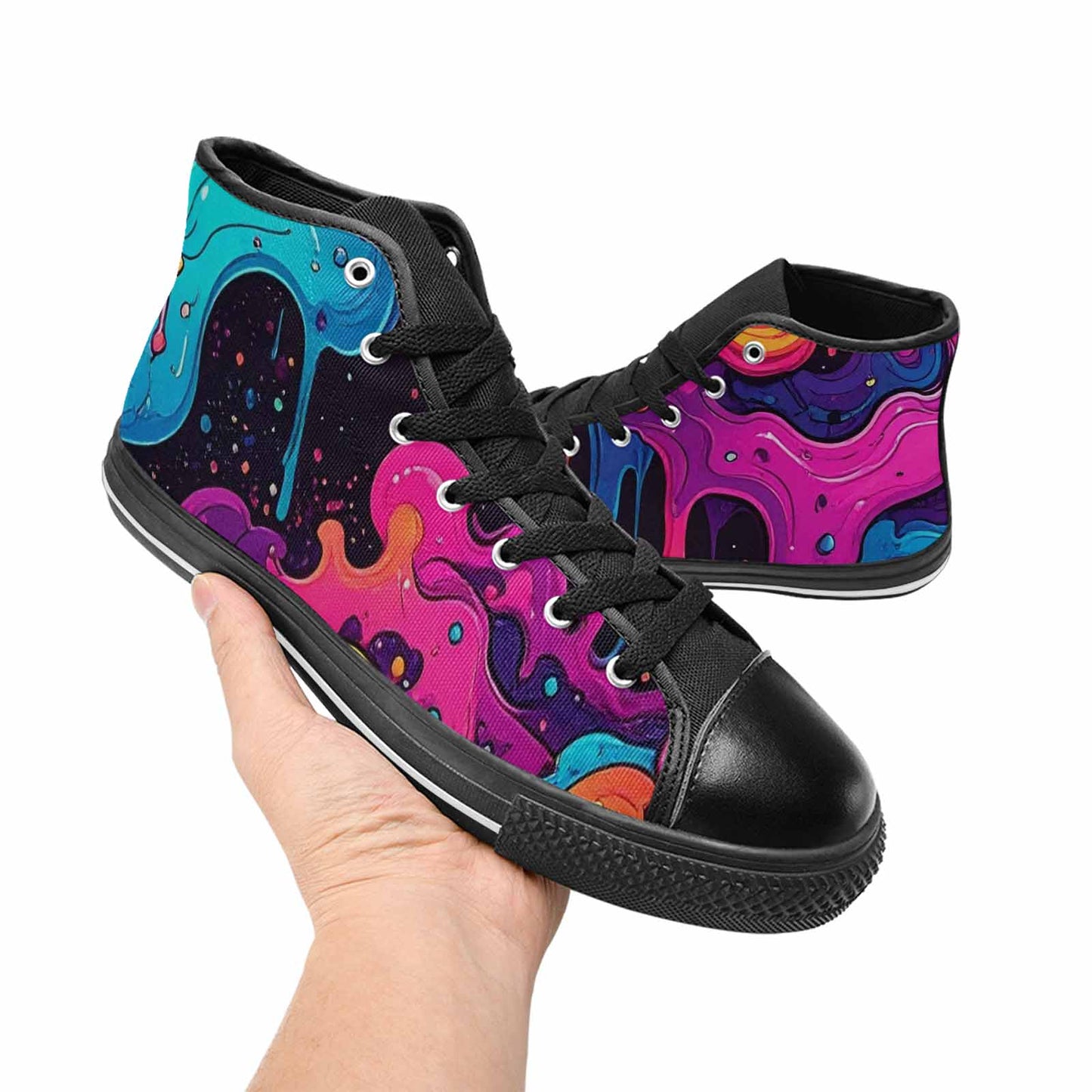 MEN'S Neon Drip Galaxy High Top Canvas Cottagecore Custom Sneakers