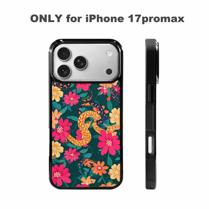 iPhone 17 Pro Max Case — Floral Snake Print Floral, Custom Art Phone Cover