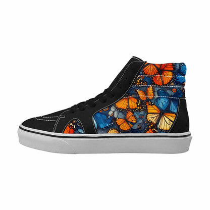 WOMEN'S Butterfly Wing High Top Canvas Vibrant Chaos Custom Shoes