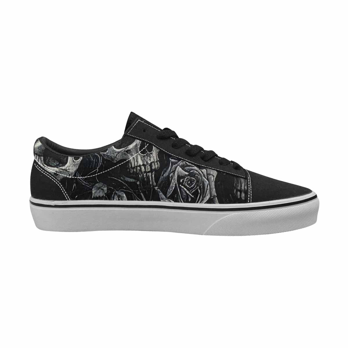 WOMEN'S Skull Roses Lace-Up Canvas Vibrant Chaos Custom Sneakers