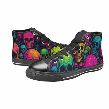 WOMEN'S Skulls - Neon High Top Canvas Dreamcore Custom Shoes